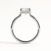 Round lab-grown diamond solitaire engagement ring in 14K (585) white gold, side profile 
