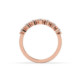 Vivia round lab-grown diamond memoire wedding band in 750 rose gold, top view 