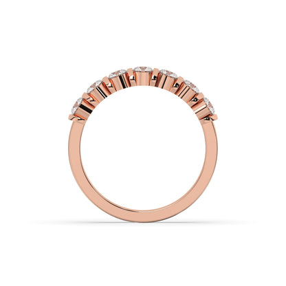Vivia round lab-grown diamond memoire wedding band in 750 rose gold, top view 