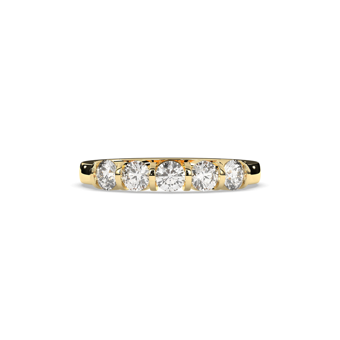 Lorena round lab-grown diamond memoire wedding band in 585 yellow gold, front view 