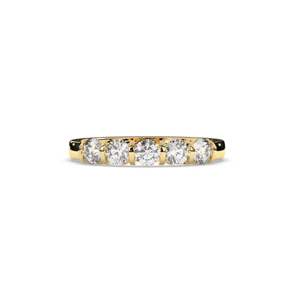 Lorena round lab-grown diamond memoire wedding band in 585 yellow gold, front view 