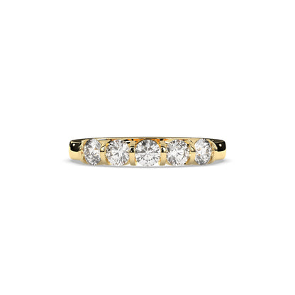 Lorena round lab-grown diamond memoire wedding band in 750 yellow gold, front view 