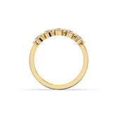 Lorena round lab-grown diamond memoire wedding band in 585 yellow gold, top view 