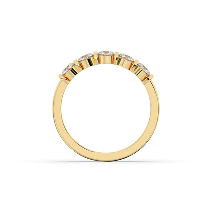 Lorena round lab-grown diamond memoire wedding band in 585 yellow gold, top view 