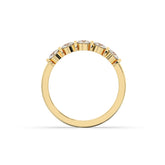 Lorena round lab-grown diamond memoire wedding band in 750 yellow gold, top view 