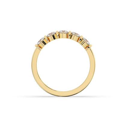 Lorena round lab-grown diamond memoire wedding band in 750 yellow gold, top view 
