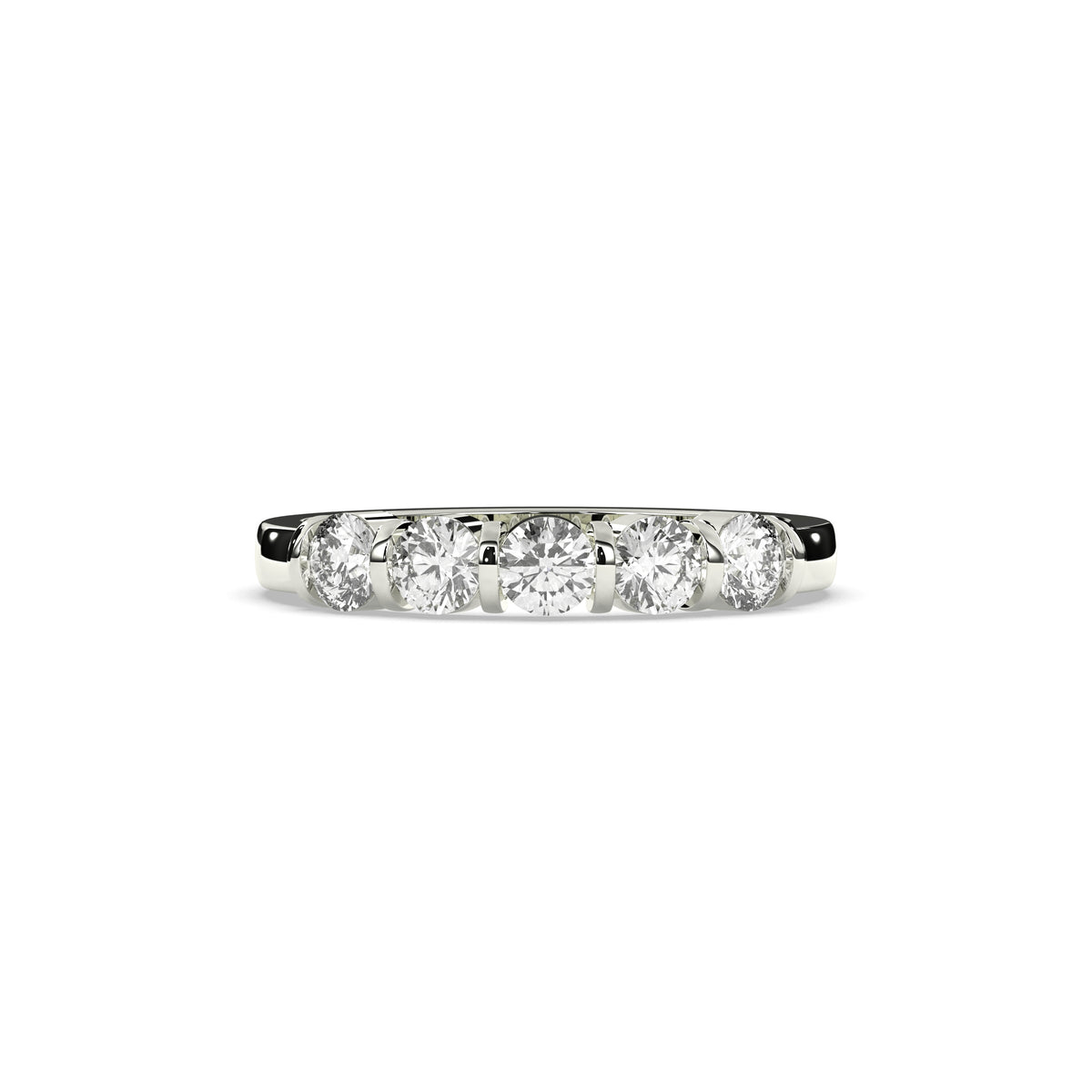 Lorena round lab-grown diamond memoire wedding band in 585 white gold, front view 
