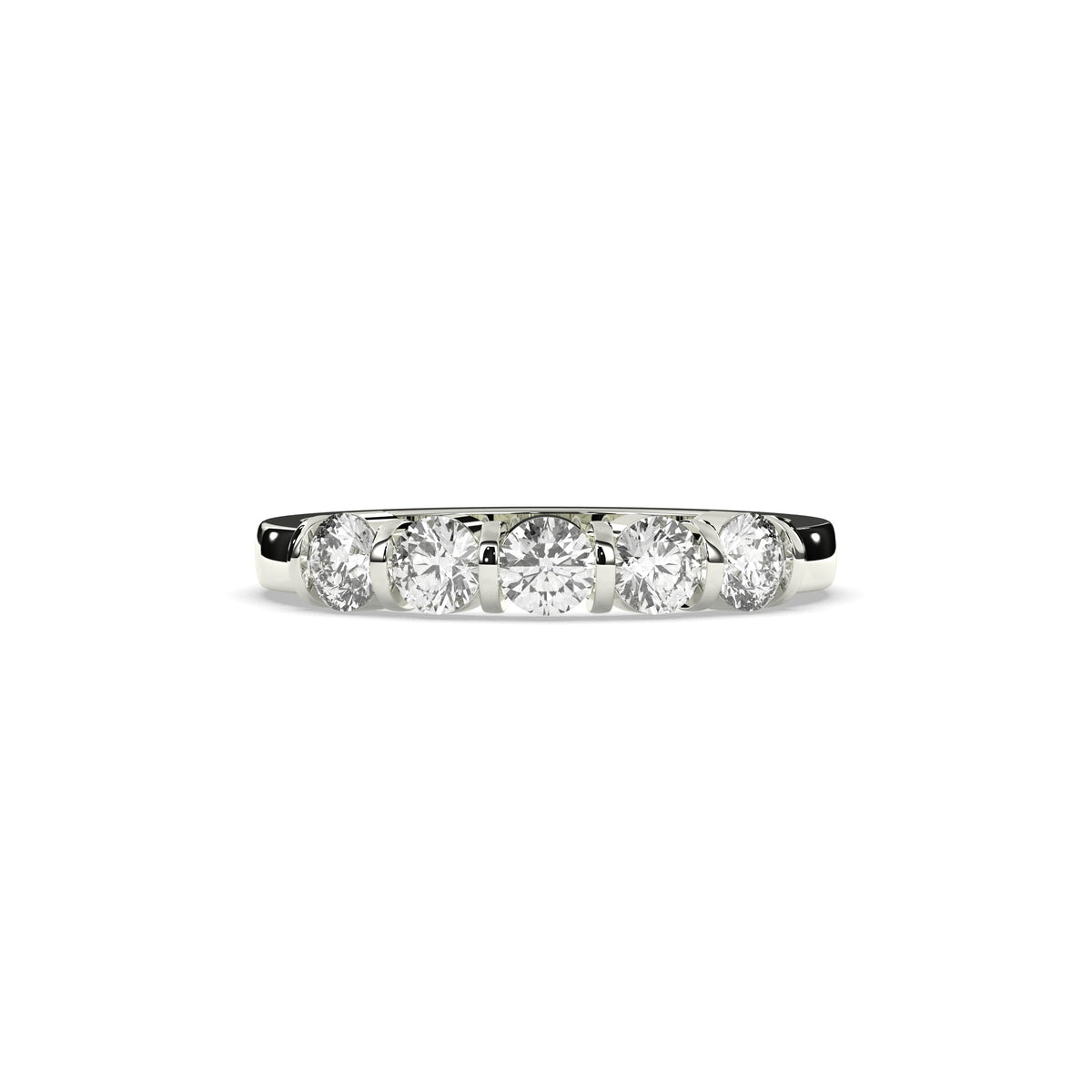 Lorena round lab-grown diamond memoire wedding band in 750 white gold, front view 