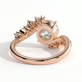 Round lab-grown diamond halo engagement ring in 14K (585) rose gold, on white background 