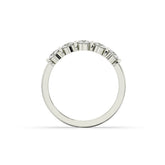 Lorena round lab-grown diamond memoire wedding band in 750 white gold, top view 