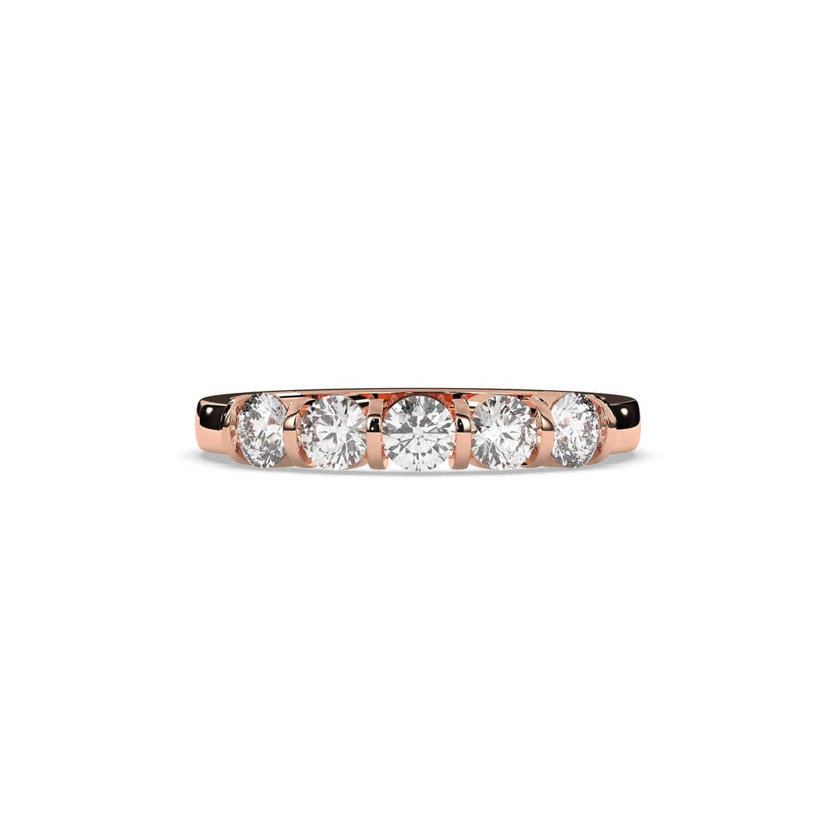 Lorena round lab-grown diamond memoire wedding band in 585 rose gold, front view 