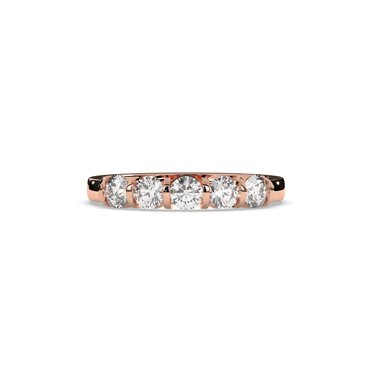 Lorena round lab-grown diamond memoire wedding band in 750 rose gold, front view 