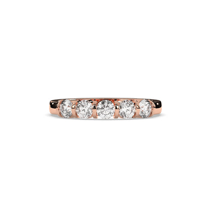 Lorena round lab-grown diamond memoire wedding band in 750 rose gold, front view 