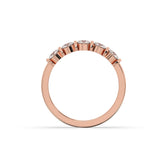 Lorena round lab-grown diamond memoire wedding band in 750 rose gold, top view 