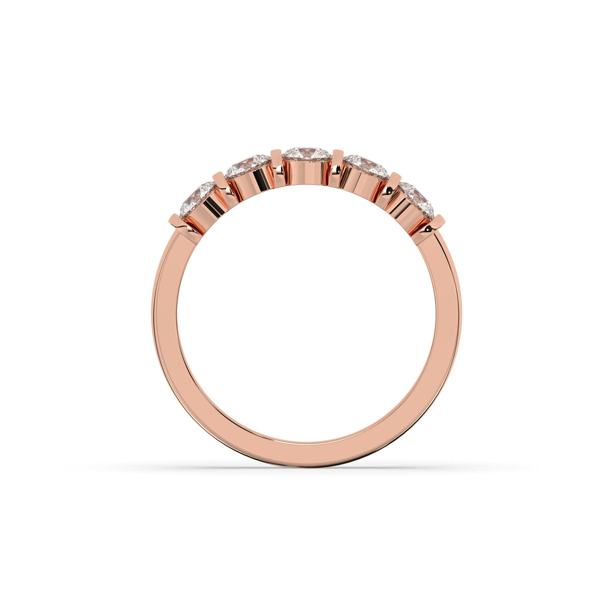 Lorena round lab-grown diamond memoire wedding band in 750 rose gold, top view 