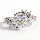 Round lab-grown diamond halo engagement ring in 950 platinum, front view 