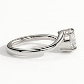 Round lab-grown diamond solitaire engagement ring in 14K (585) white gold, on white background 