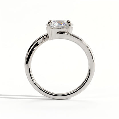 Round lab-grown diamond solitaire engagement ring in 14K (585) white gold, side profile 