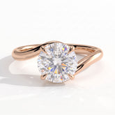 Round lab-grown diamond solitaire engagement ring in 14K (585) rose gold, front view 