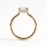 Round lab-grown diamond solitaire engagement ring in 18K (750) yellow gold, side profile 