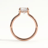 Round lab-grown diamond solitaire engagement ring in 18K (750) rose gold, side profile 