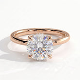 Round lab-grown diamond solitaire engagement ring in 18K (750) rose gold, front view 