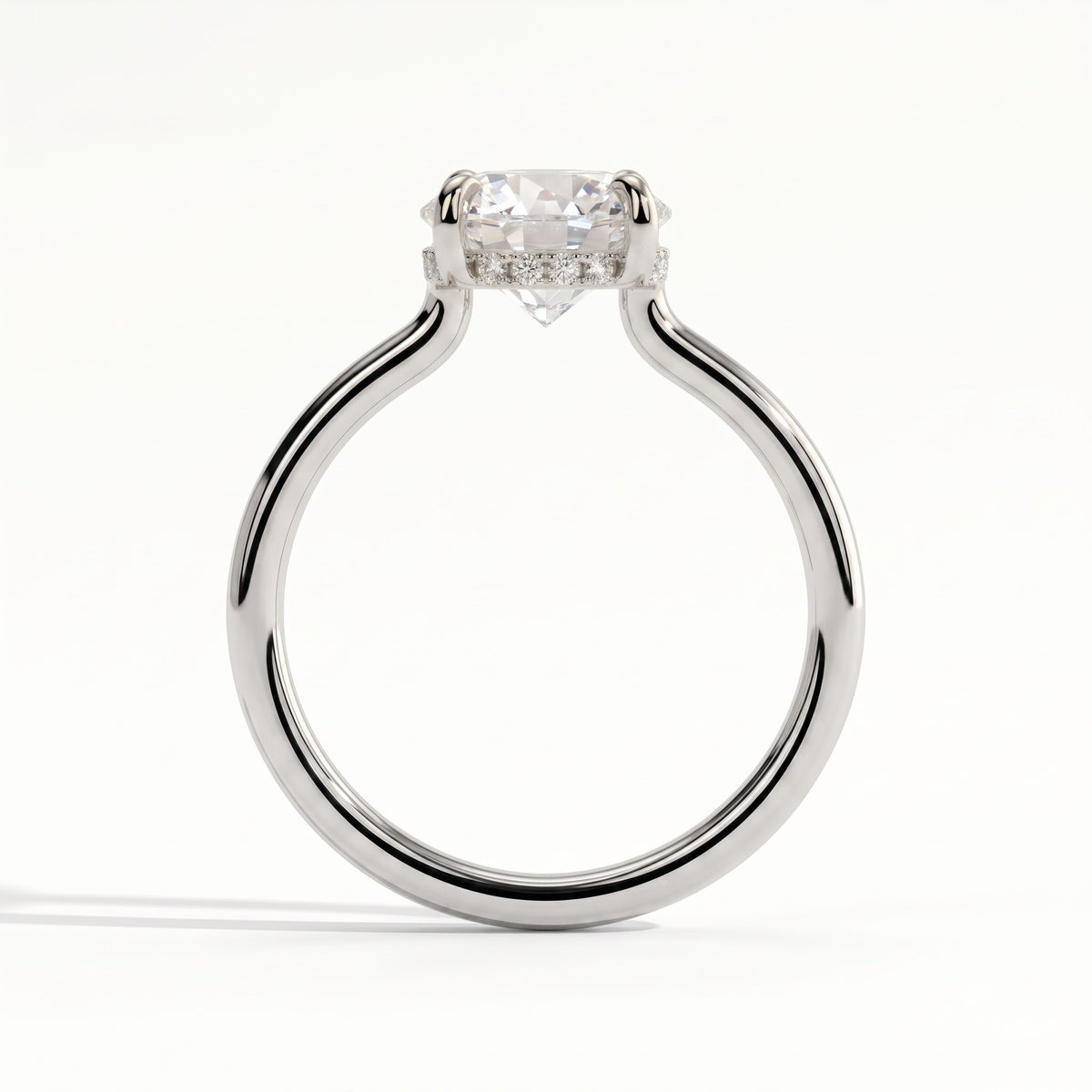 Round lab-grown diamond solitaire engagement ring in 950 platinum, side profile 