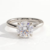 Round lab-grown diamond solitaire engagement ring in 950 platinum, front view 