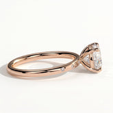 Round lab-grown diamond halo engagement ring in 14K (585) rose gold, detail view 