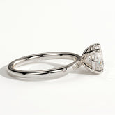 Round lab-grown diamond halo engagement ring in 14K (585) white gold, detail view 