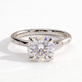 Round lab-grown diamond halo engagement ring in 14K (585) white gold, front view 
