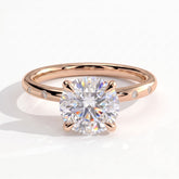 Round lab-grown diamond halo engagement ring in 14K (585) rose gold, front view 