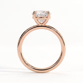 Round lab-grown diamond halo engagement ring in 14K (585) rose gold, side profile 