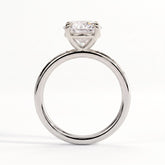 Round lab-grown diamond halo engagement ring in 18K (750) white gold, side profile 