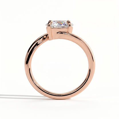 Round lab-grown diamond solitaire engagement ring in 18K (750) rose gold, side profile 
