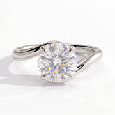 Round lab-grown diamond solitaire engagement ring in 18K (750) white gold, front view 