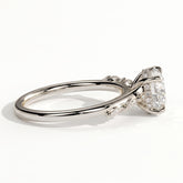 Round lab-grown diamond halo engagement ring in 14K (585) white gold, detail view 