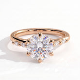 Round lab-grown diamond halo engagement ring in 14K (585) rose gold, front view 