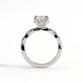Round lab-grown diamond halo engagement ring in 14K (585) white gold, side profile 
