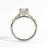 Round lab-grown diamond halo engagement ring in 950 platinum, side profile 