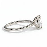 Oval lab-grown diamond solitaire engagement ring in 14K (585) white gold, detail view 