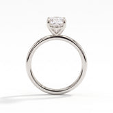 Oval lab-grown diamond solitaire engagement ring in 14K (585) white gold, side profile 
