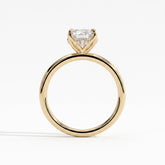 Oval lab-grown diamond solitaire engagement ring in 14K (585) yellow gold, side profile 