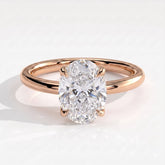 Oval lab-grown diamond solitaire engagement ring in 14K (585) rose gold, front view 