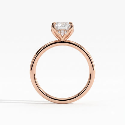 Oval lab-grown diamond solitaire engagement ring in 18K (750) rose gold, side profile 
