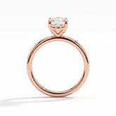 Oval lab-grown diamond solitaire engagement ring in 18K (750) rose gold, side profile 