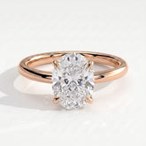 Oval lab-grown diamond solitaire engagement ring in 18K (750) rose gold, front view 