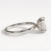 Oval lab-grown diamond solitaire engagement ring in 950 platinum, detail view 