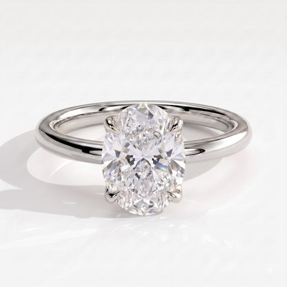 Oval lab-grown diamond solitaire engagement ring in 950 platinum, front view 