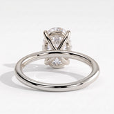 Oval lab-grown diamond solitaire engagement ring in 950 platinum, on white background 